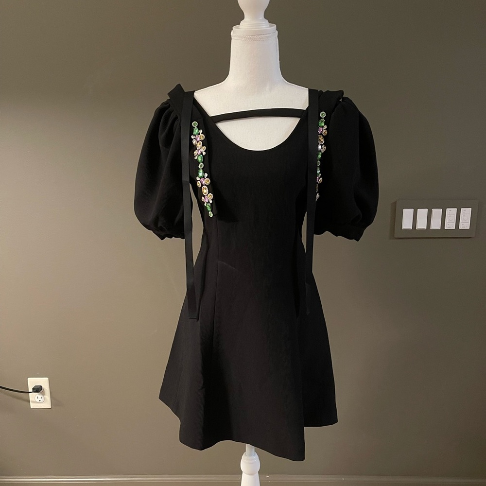 Mini Black Dress with Jewels